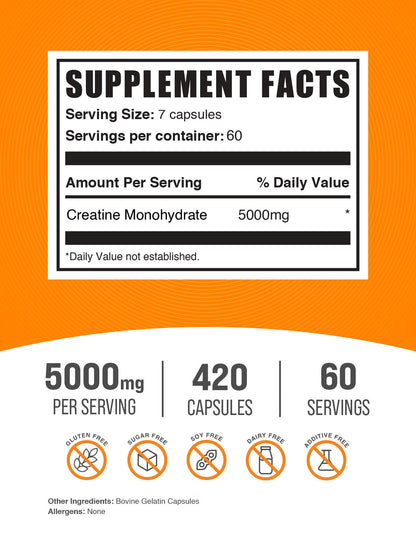 Supplement Facts Creatine Monohydrate Capsules
