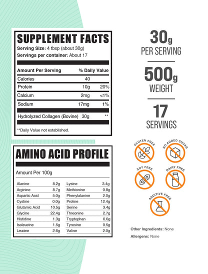 Collagen peptides powder label 500g