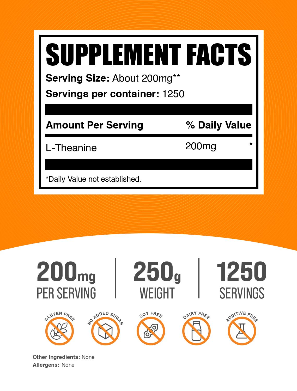 L-Theanine powder label 250g