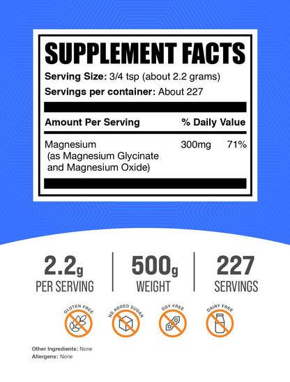 Magnesium Glycinate powder label 500g